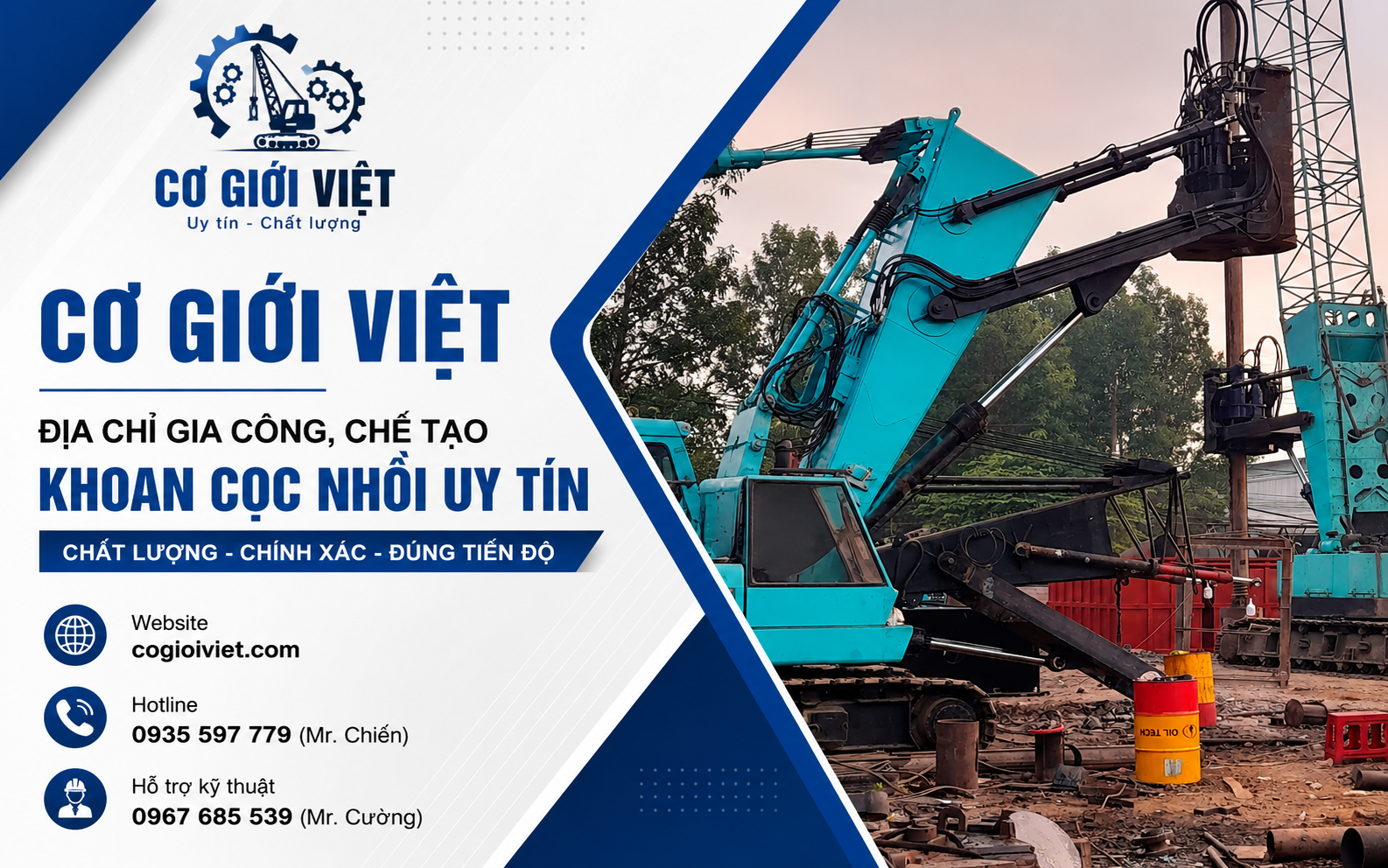 Cơ giới Việt chuyên gia công, chế tạo khoan cọc nhồi